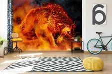 Papel pintado 3D Ferocious Wolf A413 autoadhesivo Tom Wood Amy
