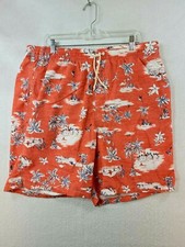 Old Navy Orange Palm tree Hawiian Graphics Swim Trunks Board Shorts Mens XL