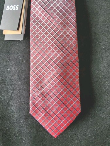 HUGO BOSS BLACK LABEL SILK TIE RED/WHITE/BLUE MADE IN ITALY#50475627-NWT - Picture 5 of 9