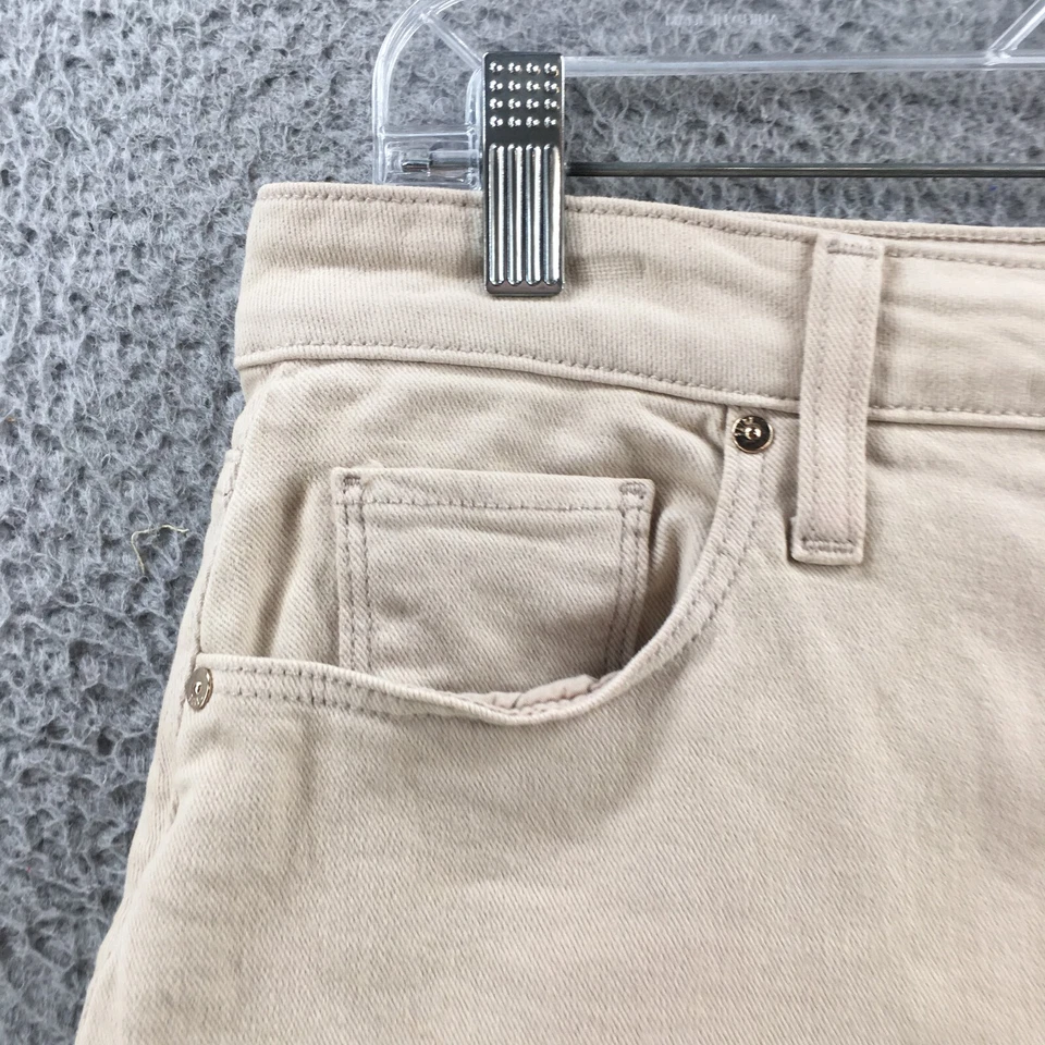 Maxi Falda Denim Paige Para Mujer 29 Beige Sólido Frontal Abertura Cremallera Mosca Bolsillos Informal Foto 3 de 4