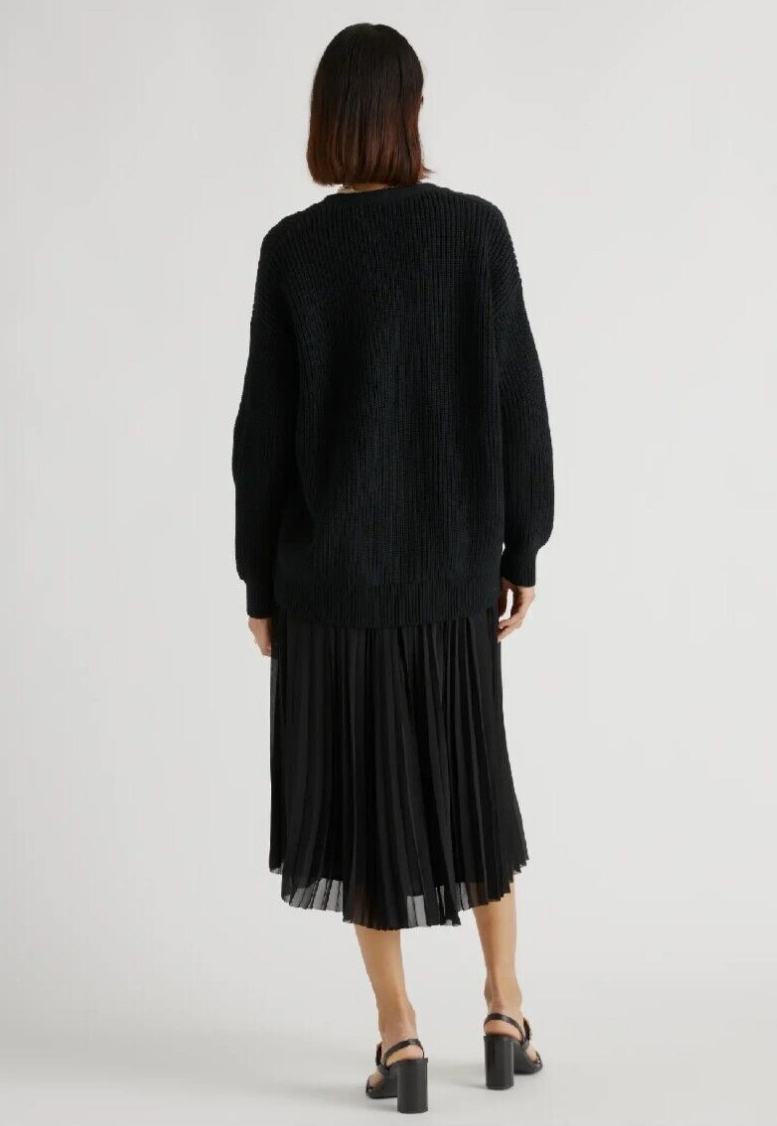 Quince 100 Organic Cotton Oversized Boyfriend Cardigan Black Small eBay