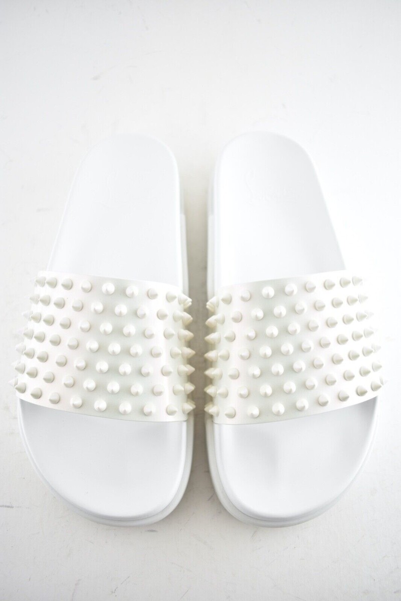 Christian Louboutin Men Pool Fun Flat White AB Satin  display picture 1