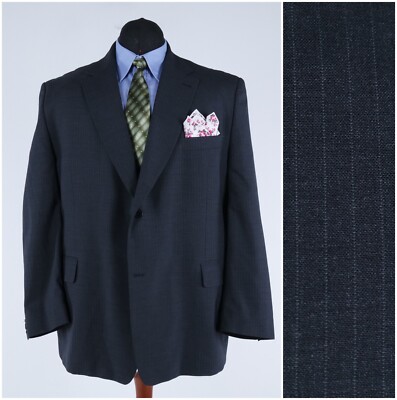 Mens Striped Sport Coat 54R US Size EDLER VON F Dark Grey Wool Blazer Jacket