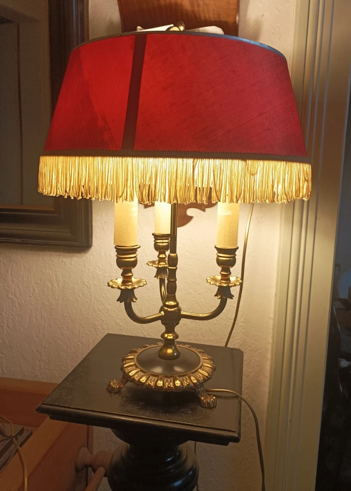 Lampe de table 3 feux style bouillotte fin XIXe / début XXe S. Hauteur 51 cm - Photo 4/4