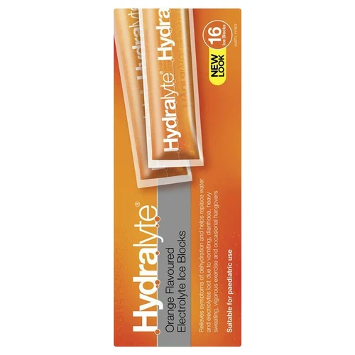 Hydralyte Orange Flavoured Electrolyte Ice Blocks For Dehydration 16 Pack - Picture 4 of 11