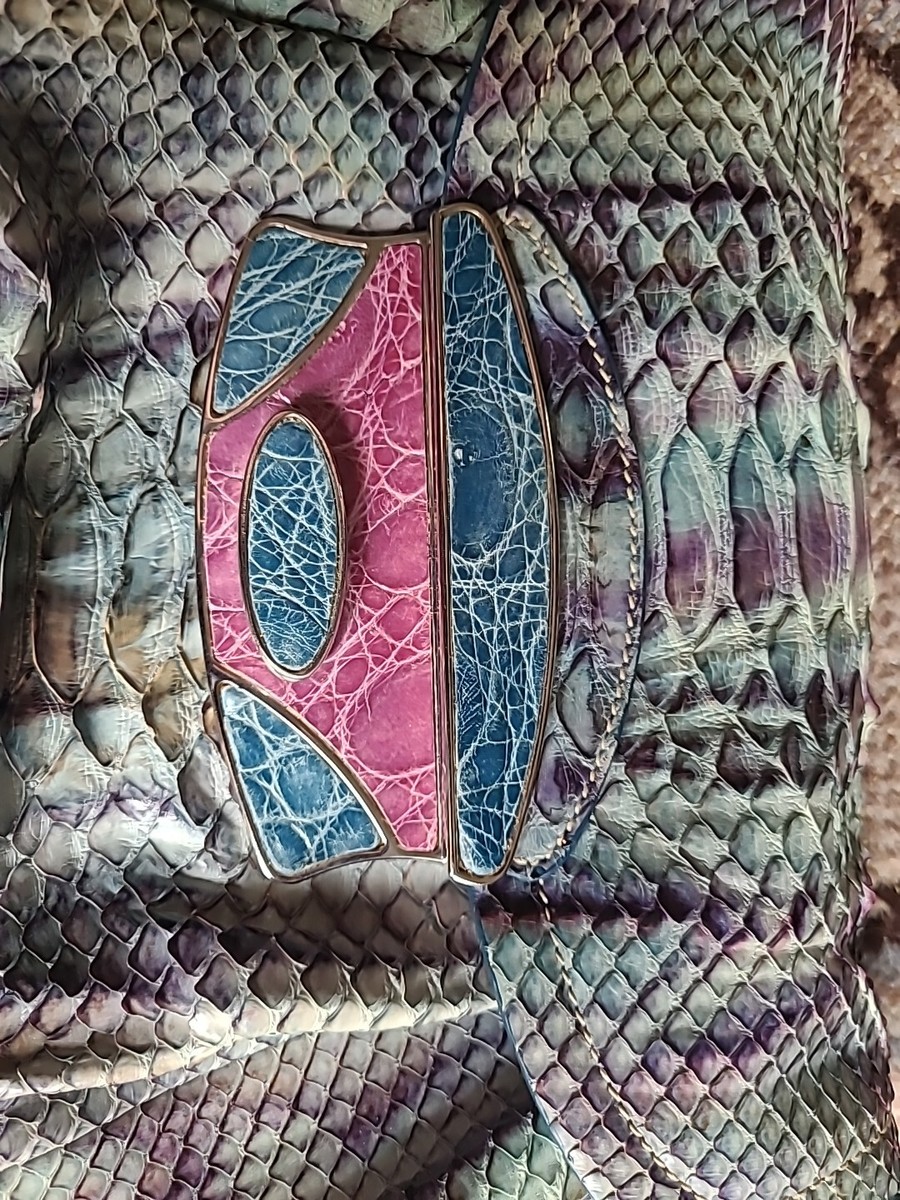 Prada Limited Edition Purple Blue Green Python Leather Small Prada Limited Edition Purple Blue Green Python Leather Small