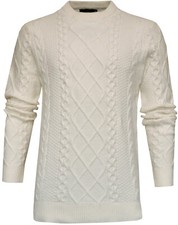 Cable Knit Jumper Plain Knitted Crew Neck Pullover Top Casual Winter Ex Store