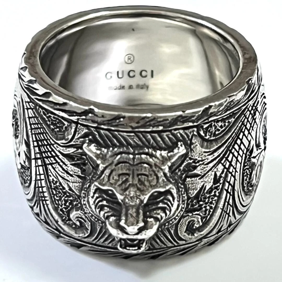 Bague Gucci tête de chat arabe taille US 6 UK L JPN 11 argent accessoires occasion
