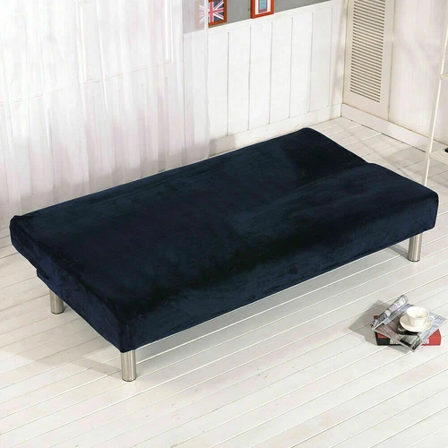 Neu Plüsch Armlos Schlafsofa Bezug Stretch Rutschfest Klappcouch Futon Schutz - Bild 55 von 78
