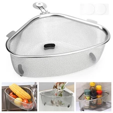 Kitchen Triangle Corner Sink Strainer, Stainless Steel Food Catcher Drain Basket