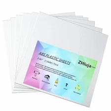 White ABS Plastic Sheets 0.060" Thick 12" x 12" 6 Pack Laser Cutting Moldable