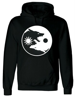 SONNE MOND YIN YANG WOLF WIKINGER KELTISCH SCHWARZ HOODY Norse Thor Odin Tribal Hoodie