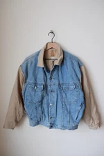 VTG Gap Quilt Lined Denim Khaki Jacket Two Tone Coat Varsity Trucker Streetwear