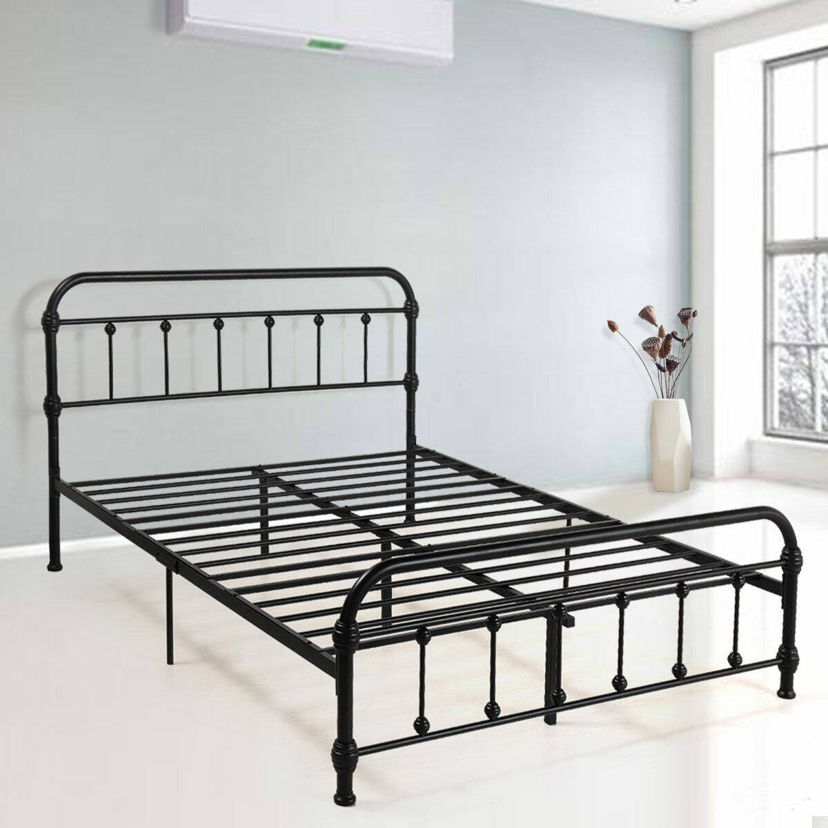 Metal Platform Bed Frame Steel Slat, Queen Size Heavy Duty Metal Platform Bed Frame