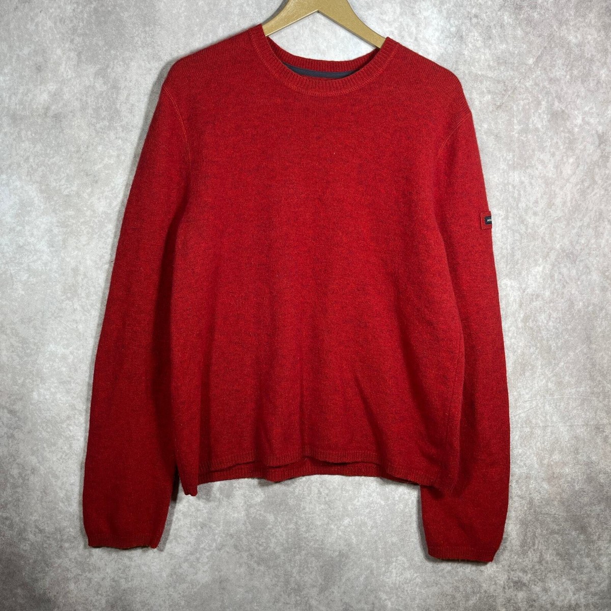 Abercrombie Fitch Sweater Mens Size XL Red Knit Lambswool Blend