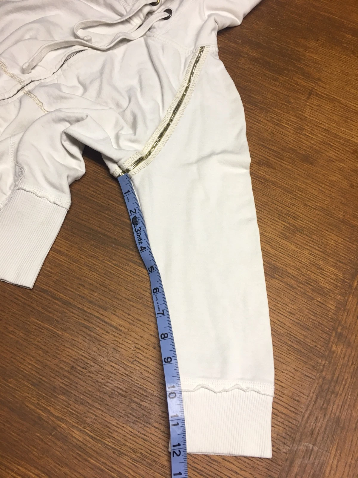 OFF WHITE Felpa con cappuccio GAP 1969 beige bianco sporco accenti oro taglia M maniche a 3 4