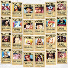 24 One Piece Wanted Poster Strohhut Crew HOHE QUALIT&Auml;T Luffy Anime Wano Bounties
