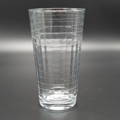 Vintage Circleware Optic Block Windowpane Clear Glass Tumbler 16 oz.