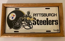 Vtg Pittsburgh Steelers Rico Industries License Plate Clock On Wood Frame 1993