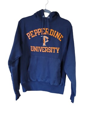 Pepperdine University Champion Unisex Hooded Sweatshirt Size Small Navy  Orange