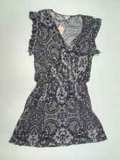 Chelsea Sky Woman’s Grey Stretch Elastic Waist Knee Length V Neck Dress S