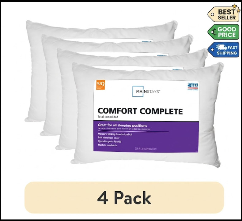 4 Pack Comfort Complete Bed Pillow Standard Queen Soft Sleeping Pillows
