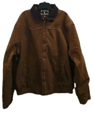 Wyoming Traders Canvas Jacket Mens 3XL Brown Full Zip Corduroy Collar Western