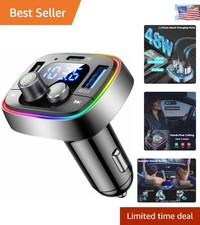 USB C Bluetooth Car Adapter: Hands-Free Calling  7-Color LED for Stylish Drives