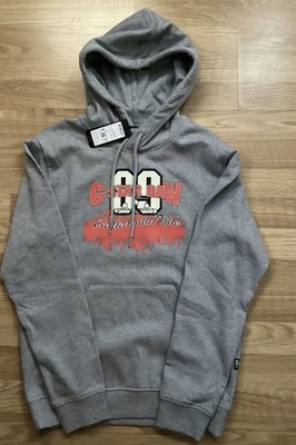 G Star Raw Men s Premium  Graphic Hoodie Grey NWT Size SMALL Streetwear Urban