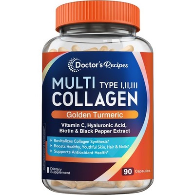 Doctor's Recipes Multi Collagen Peptides with Golden 90 Count (Pack of 1)