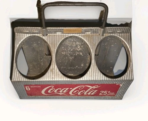 Vintage 1950s Coca-Cola Metal 6 Pack Bottle Carrier Coke Caddy Aluminum Holder