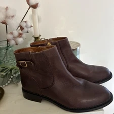 Franco Sarto Hansa Zip Leather Bootie Brown Womens Sz 9 M