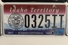 2013 Idaho Territory License Plate Sesquicentennial 1863 - 2013