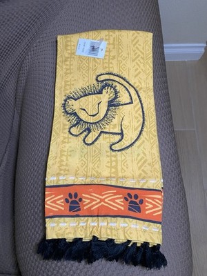Disney Parks Lion King Simba Rafiki Kitchen Towel Yellow Black Orange Tassels
