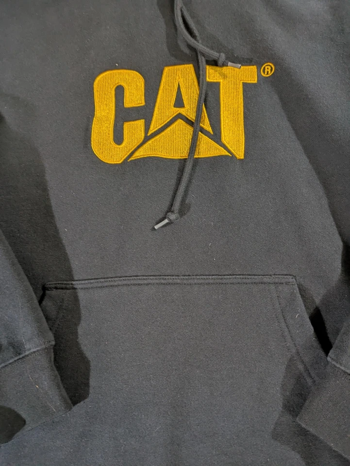 Moletom com capuz CAT Caterpillar masculino grande preto logotipo amarelo roupa de trabalho - Imagem 3 de 4
