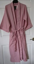 John Weitz Designs Vtg Mens Robe One Size Poly Cotton Red/White Stripe NWT