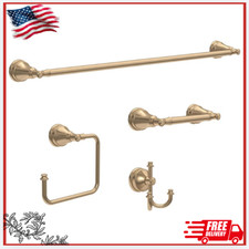 New 4pc Bathroom Set Champagne Bronze Towel Rack Accessories Set