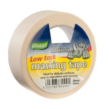 Low Tack Masking Tape 38mm x 50m White Delicate Surfaces Easy Tear Residue Free