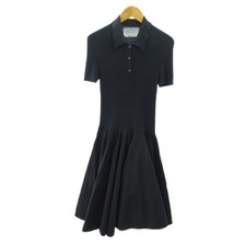Prada Navy Knit Dress Size 40 Cotton Blend Long Sleeve Excellent Condition