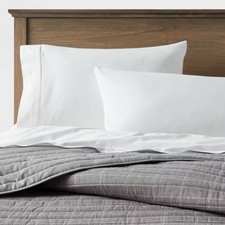 Full/Queen Flannel Windowpane Quilt Charcoal Gray - Threshold: Cotton Backing,