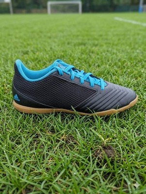 Adidas Youth Black & Blue Performance Predator 19.4 IN Sal Football Shoes Size 8