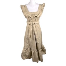 Urban Outfitters Khaki Apron Style Front Tie Midi Dress Size Small New with tags