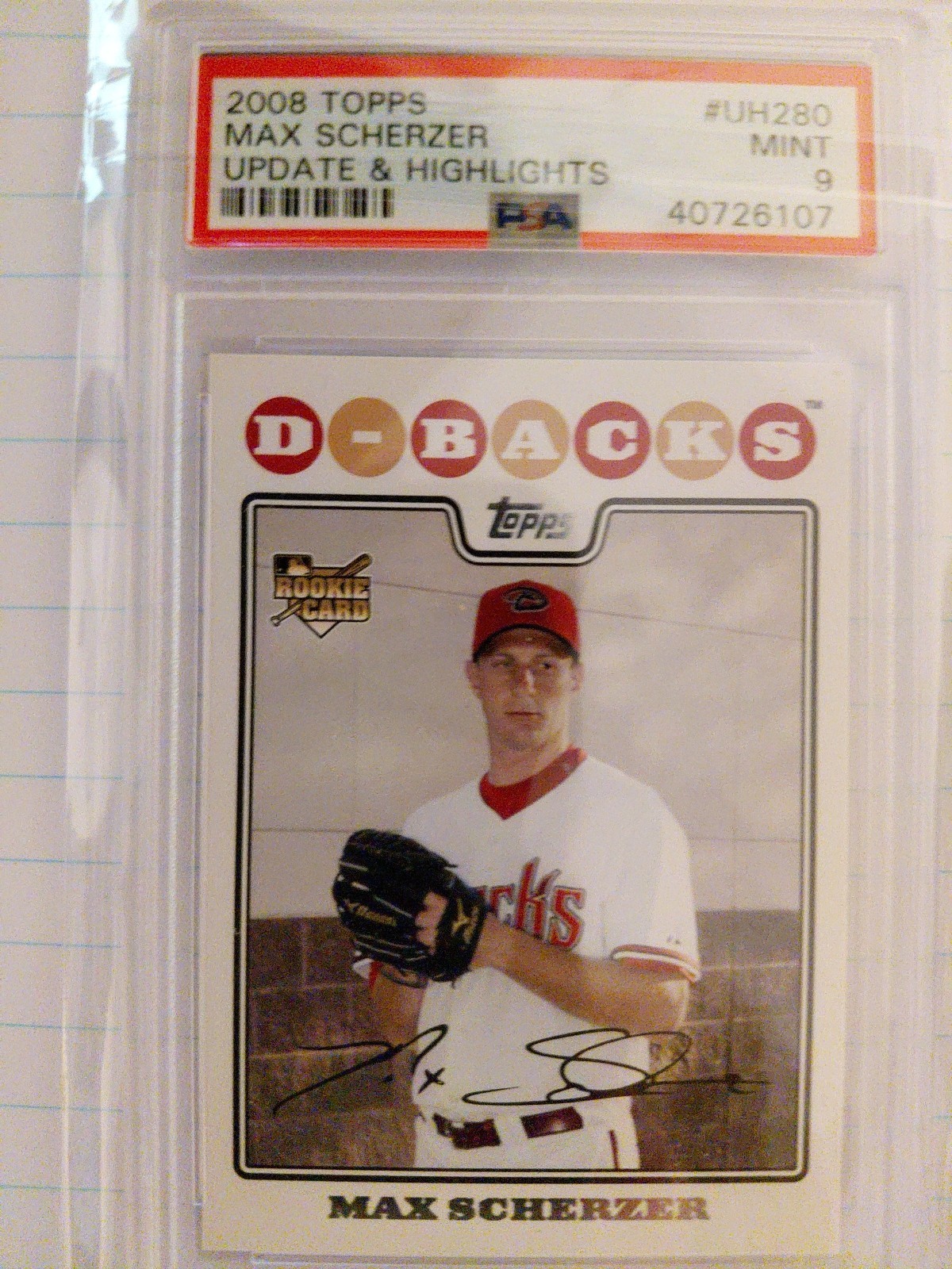 2008 Topps #UH280 Max Scherzer Update & Highlights RC PSA 9 MINT Future HOFer