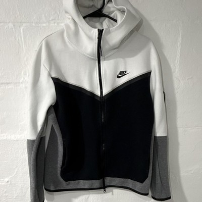 Nike Tech Fleece men s L Full Zip Hooded Hoodie Colorblock White/Black/Gray