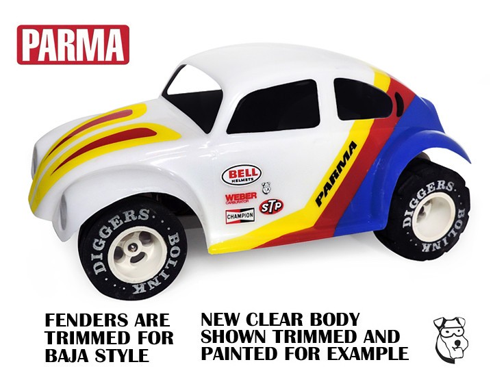 10229 1/12 Scale PARMA VW BEETLE BUG CLEAR RC Body Vintage STREET
