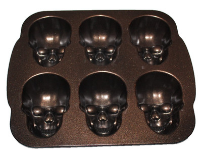 Nordic Ware Mini Skull Cakelet Baking Pan Aluminum Halloween Mold