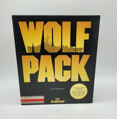1990 Wolf Pack Broderbund Nova Logic For IBM PC Big Box Very Clean Not Complete