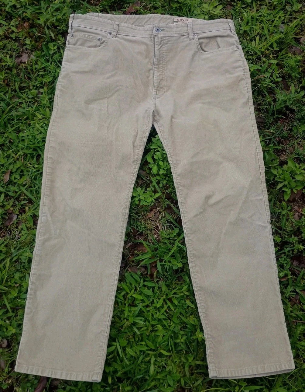 Orvis Five Pocket Men's Beige Corduroy Outdoor Fishing Pants, W40 L30