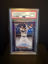 2024 Bowman Draft Chrome Carson Benge AUTO Purple Refractor /250 Mets PSA 10