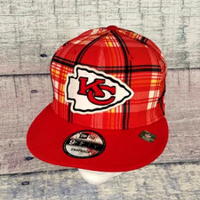 NFL Kansas City Chiefs New Era Snapback 9fifty Flat Bill Hat Red Plaid Cap